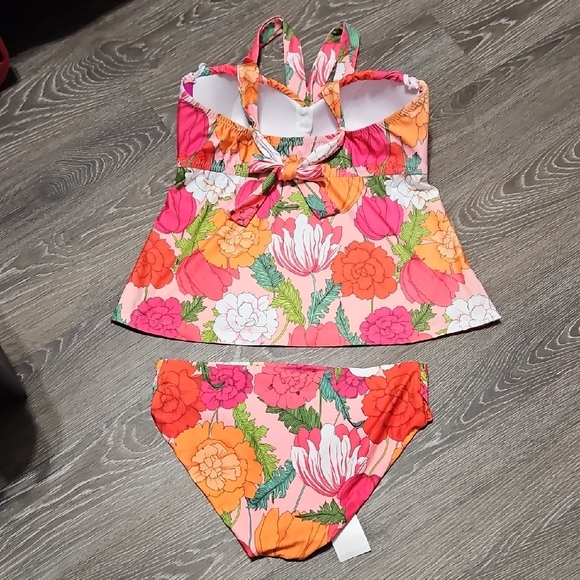 Trina Turk Pink Orange Floral Tankini Bikini Set - Picture 2 of 7